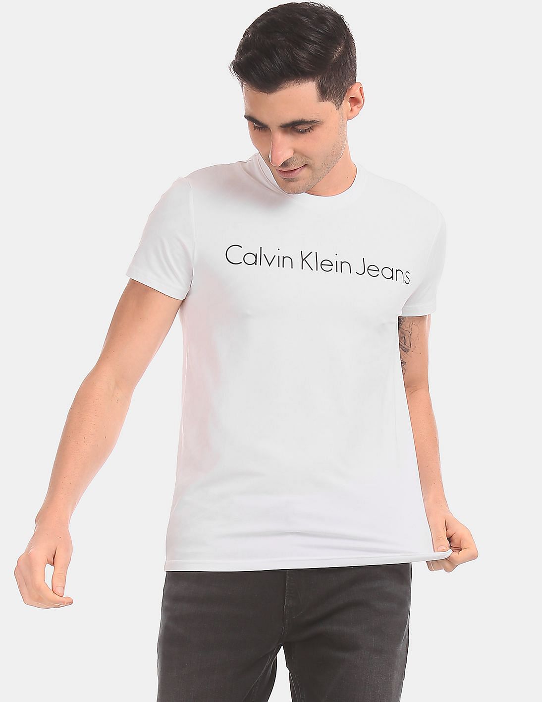 calvin klein slim fit white t shirt