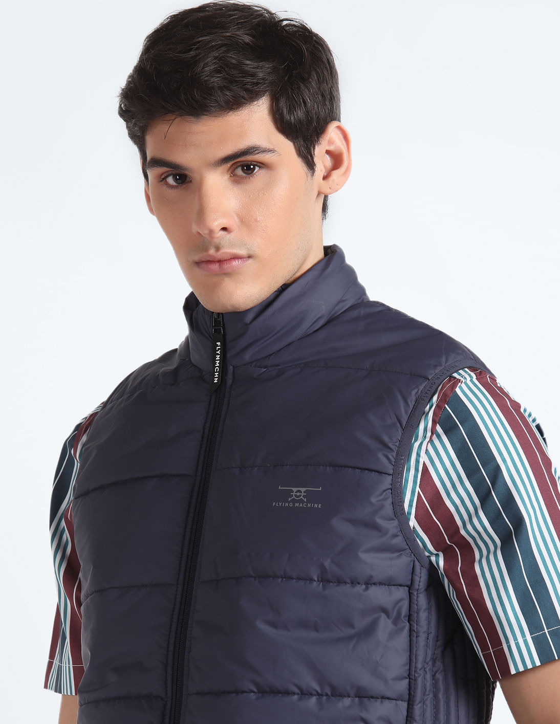 Buy Flying Machine High Neck Sleeveless Jacket - NNNOW.com