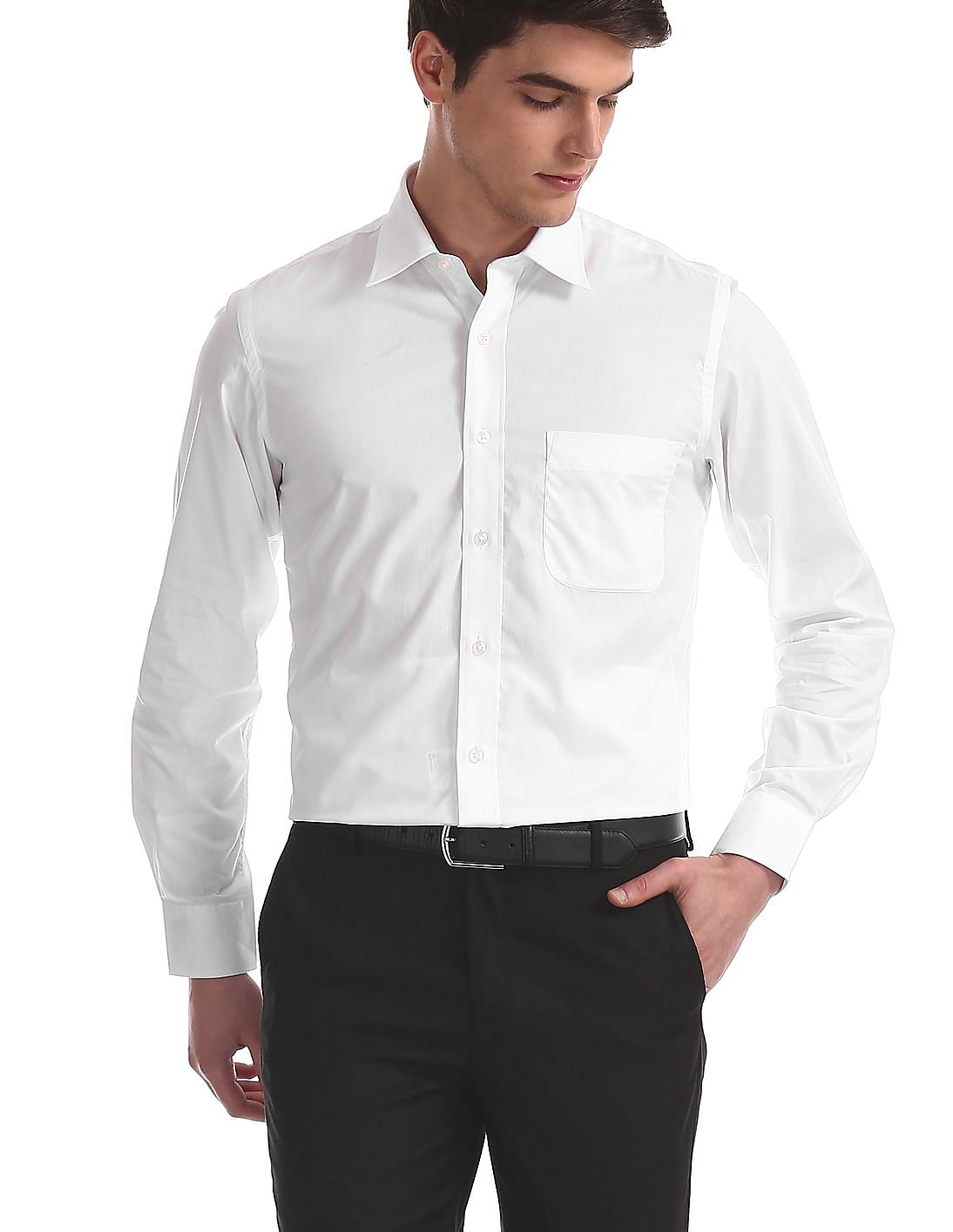 Buy Men White Patch Pocket Solid Shirt online at NNNOW.com
