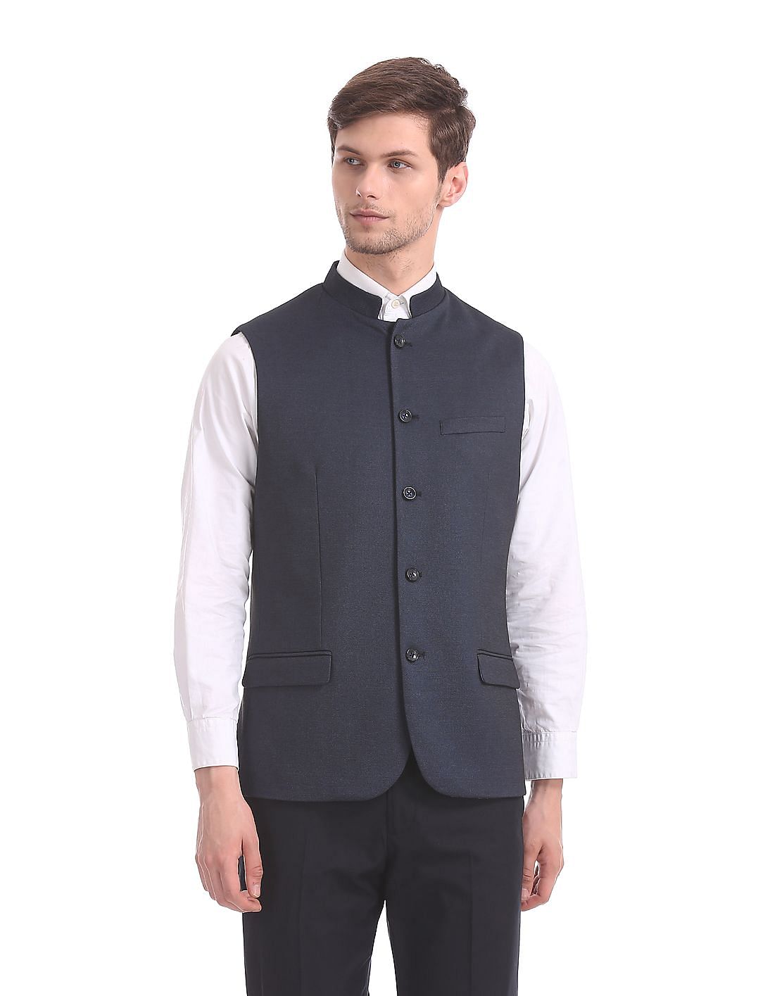 True blue nehru outlet jacket