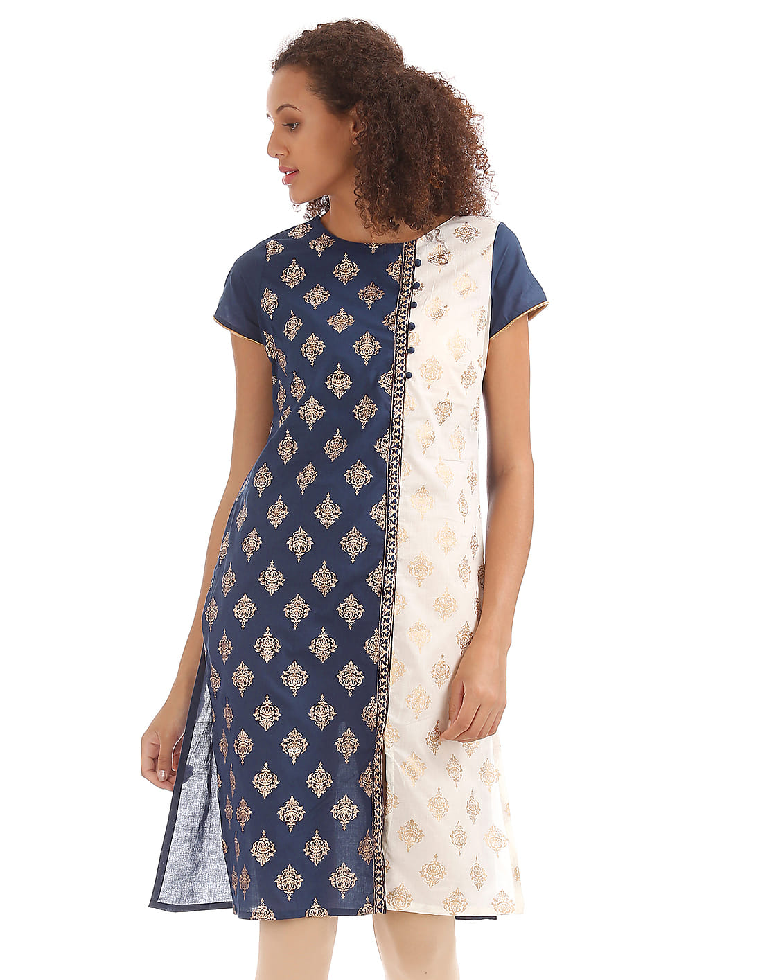 Buy Karigari Colour Block Short Sleeve Kurta