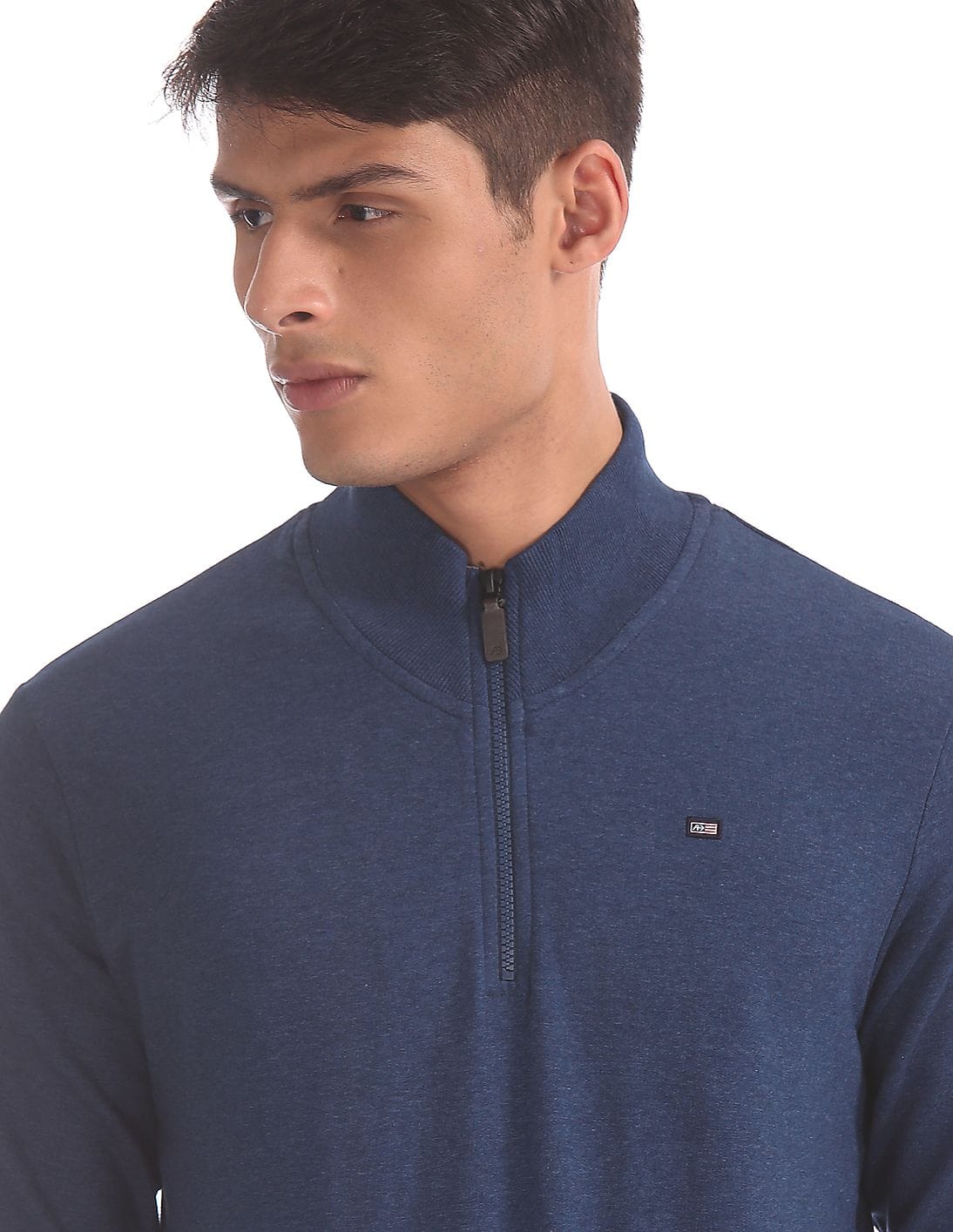 zip front high neck sweatshirt