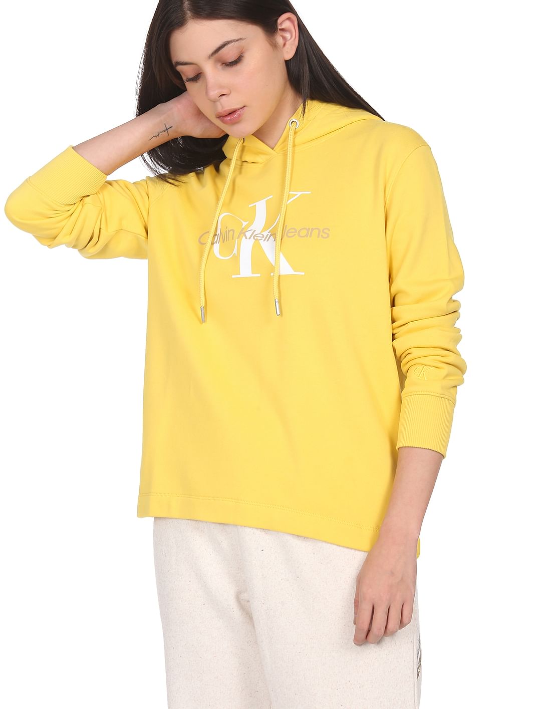 Calvin klein hot sale yellow hoodie