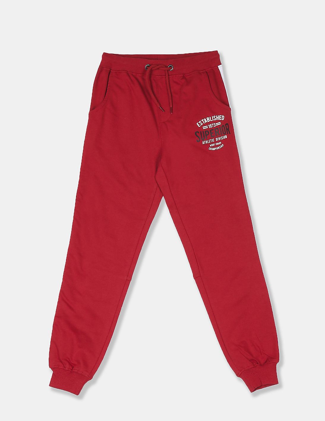 kids red joggers