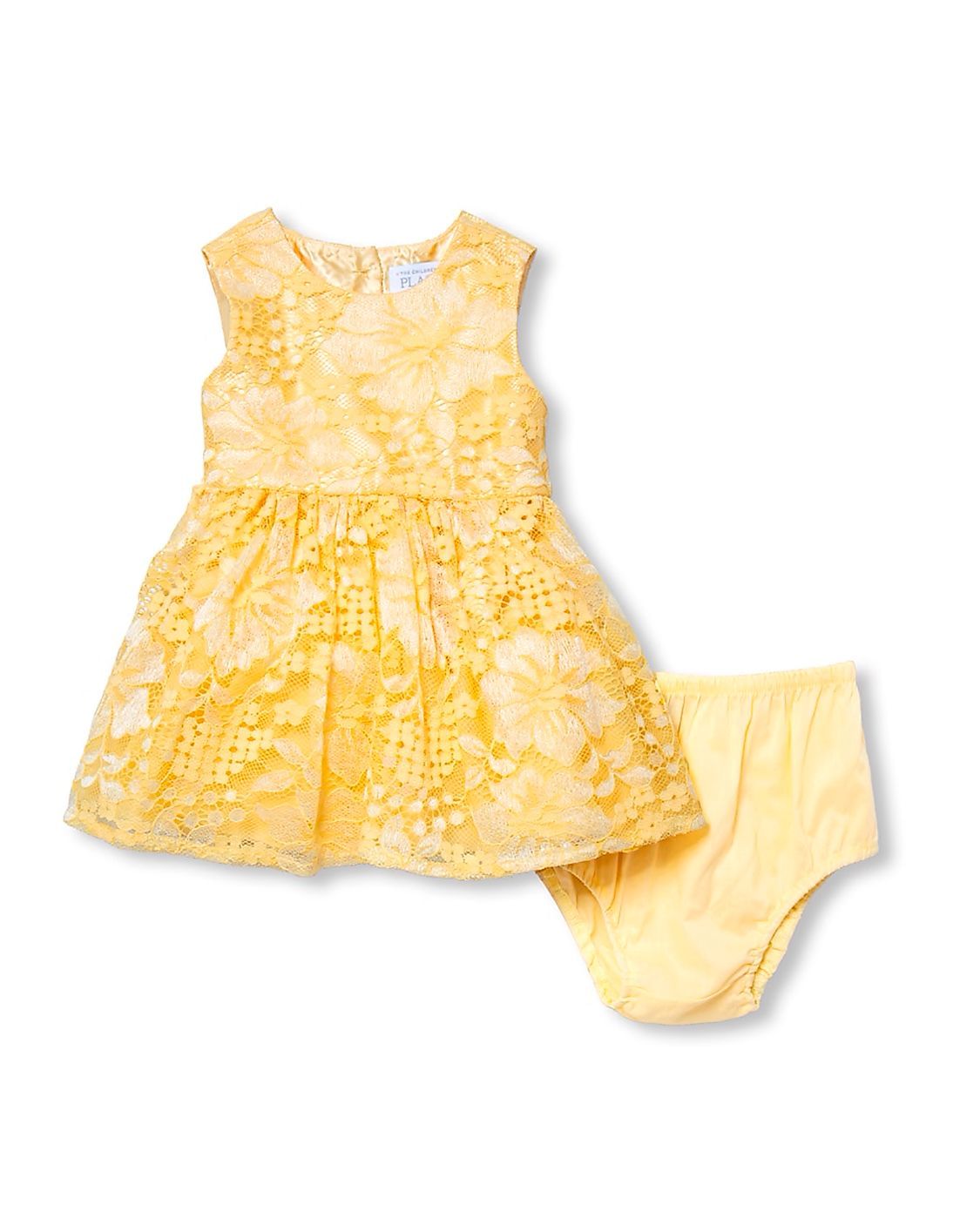 Buy The Children's Place Baby Baby Girls Yellow Sleeveless Floral Lace