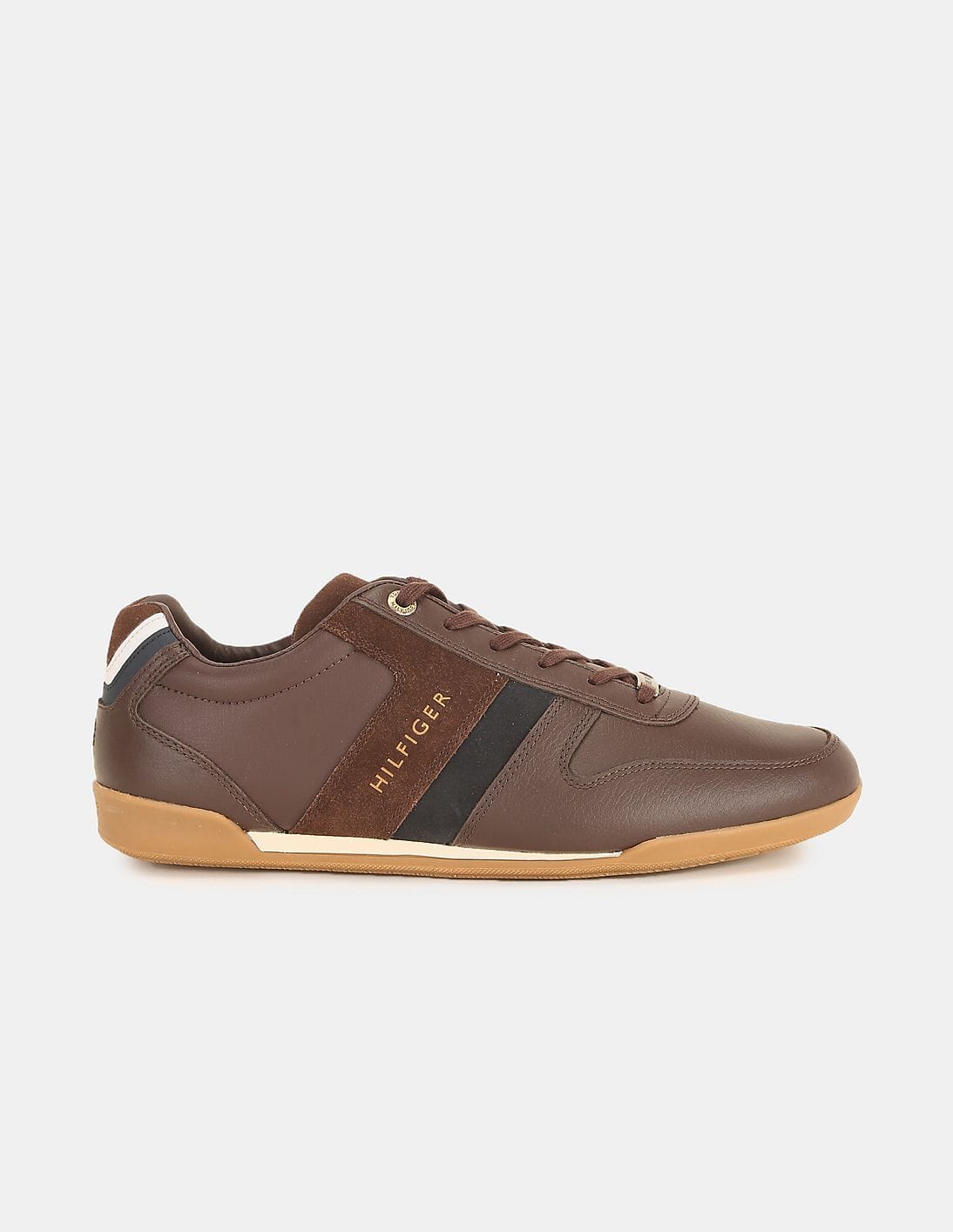Buy Tommy Hilfiger Men Dark Brown Panelled Cupsole Leather  display picture 1