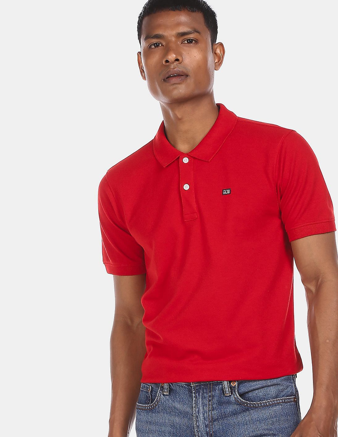 Buy Arrow Sports Men Red Solid Pique Polo Shirt - NNNOW.com