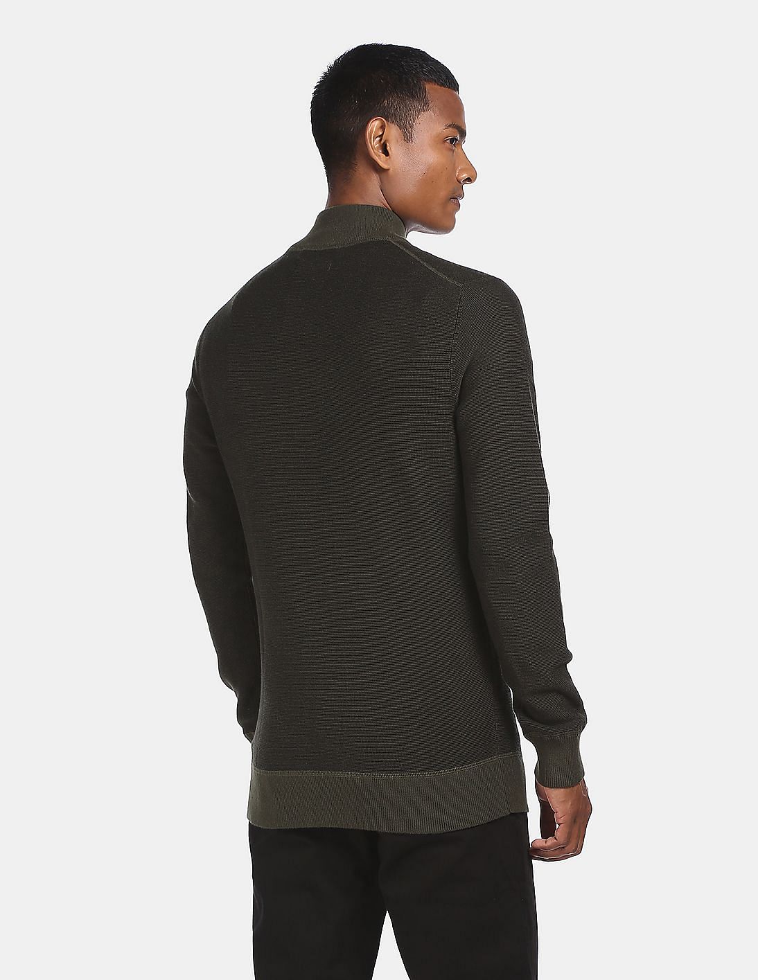 Calvin Klein Men's Black Two Tone Monogram Zip Up Sweater, Size Small  J319778-BEH - Jomashop