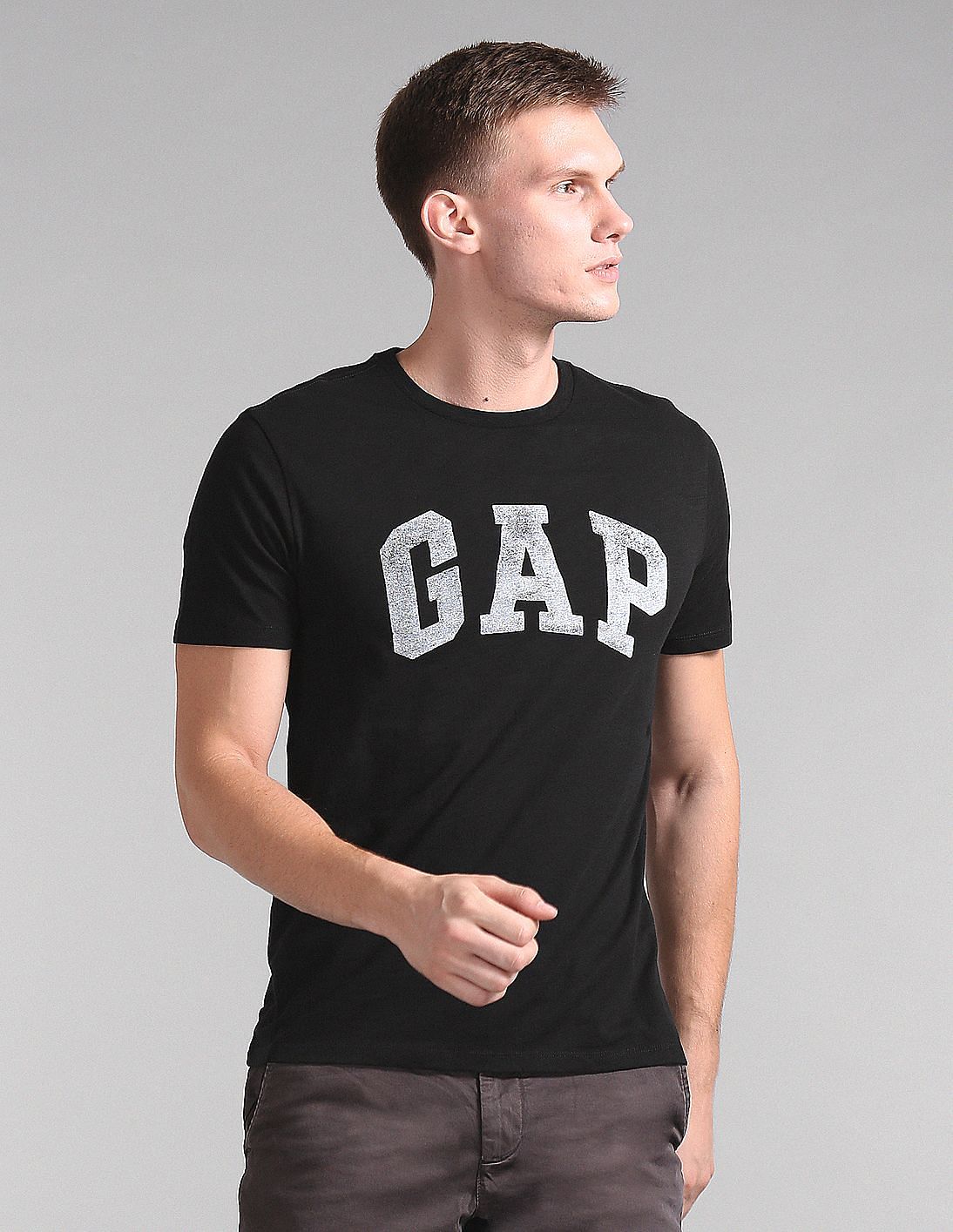 Buy Gap Men Men Black Logo Distress Arch T Shirt Nnnow Com