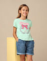 U.S. Polo Assn. Kids Girls Bow Print Relaxed Fit T-Shirt