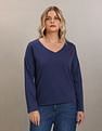 U.S. Polo Assn. Women V-Neck Long Sleeve Solid Top