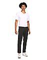 Arrow Sports Flat Front Solid Casual Trousers