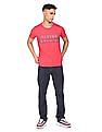 Flying Machine Ribbed Neck Brand Print T-Shirt
