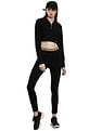 Calvin Klein Women Black Sailor Collar Crop T-Shirt
