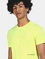 Calvin Klein Men Yellow Cotton Back Skater Print T-Shirt
