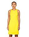 Calvin Klein Women Yellow Halter Neck Solid Dress
