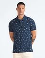 Flying Machine Geometric Print Cotton Polo Shirt