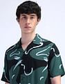 Flying Machine Abstract Print Viscose Shirt