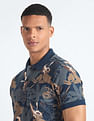 Flying Machine Tropical Print Pique Polo Shirt