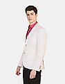 U.S. Polo Assn. Men Off White Single Breasted Patterned Weave Casual Blazer