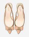 Cole Haan Beige Bow Accent Slingback Leather Kitten Heels