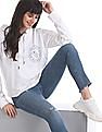 Aeropostale White Drawstring Hood Brand Print Sweatshirt