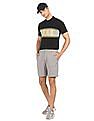 Aeropostale Men Black Ribbed Collar Contrast Stripe Polo Shirt