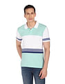 AD by Arvind Cotton Horizontal Stripe Polo Shirt