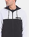 Calvin Klein Men Black And White Zip Up Colour Block Hoodie