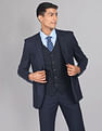 AD by Arvind Tailored Regular Fit Solid Twill Three Piece Suit