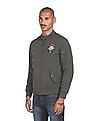 U.S. Polo Assn. Denim Co. Men Olive Mandarin Collar Solid Biker Jacket