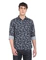 Flying Machine Spread Collar Abstract Print Shirt