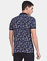 U.S. Polo Assn. Men Blue Printed Cotton Stretch Polo Shirt