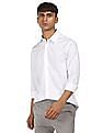 Calvin Klein Men White Spread Collar Solid Casual Shirt