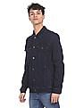 Aeropostale Men Navy Spread Collar Dark Washed Jacket