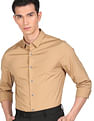 Calvin Klein Jeans Men Brown Slim Fit Colour Block Yoke Formal Shirt