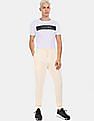 Flying Machine Men Cream Drawstring Waist Cotton Joggers