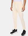 Flying Machine Men Cream Drawstring Waist Cotton Joggers