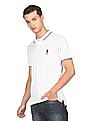 U.S. Polo Assn. Striped Collar Solid Polo Shirt