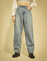 Flying Machine Women K-Street X Baggy Balloon Fit Belt Tie Up Jeans
