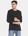 Calvin Klein Men Black Monogram Raglan Sleeve Waffle Knit T-Shirt