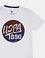 U.S. Polo Assn. Kids Boys White Crew Neck Flippy Sequin Logo T-Shirt