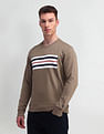 Arrow Sport Crew Neck Horizontal Striped Sweatshirt