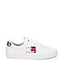 Tommy Hilfiger Women White Lace Up Brand Flag Sneakers