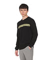 Calvin Klein Men Black Brand Stripe Textured Sweater
