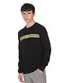 Calvin Klein Men Black Brand Stripe Textured Sweater