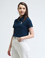 U.S. Polo Assn. Women Contrast Logo Textured Polo Shirt