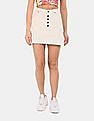 Aeropostale Women White Distressed Denim Skirt