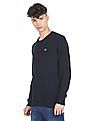 Aeropostale Men Navy Crew Neck Textured Sweater