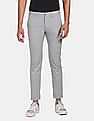 Tommy Hilfiger Men Light Grey Bleecker Slim Fit Patterned Casual Trousers